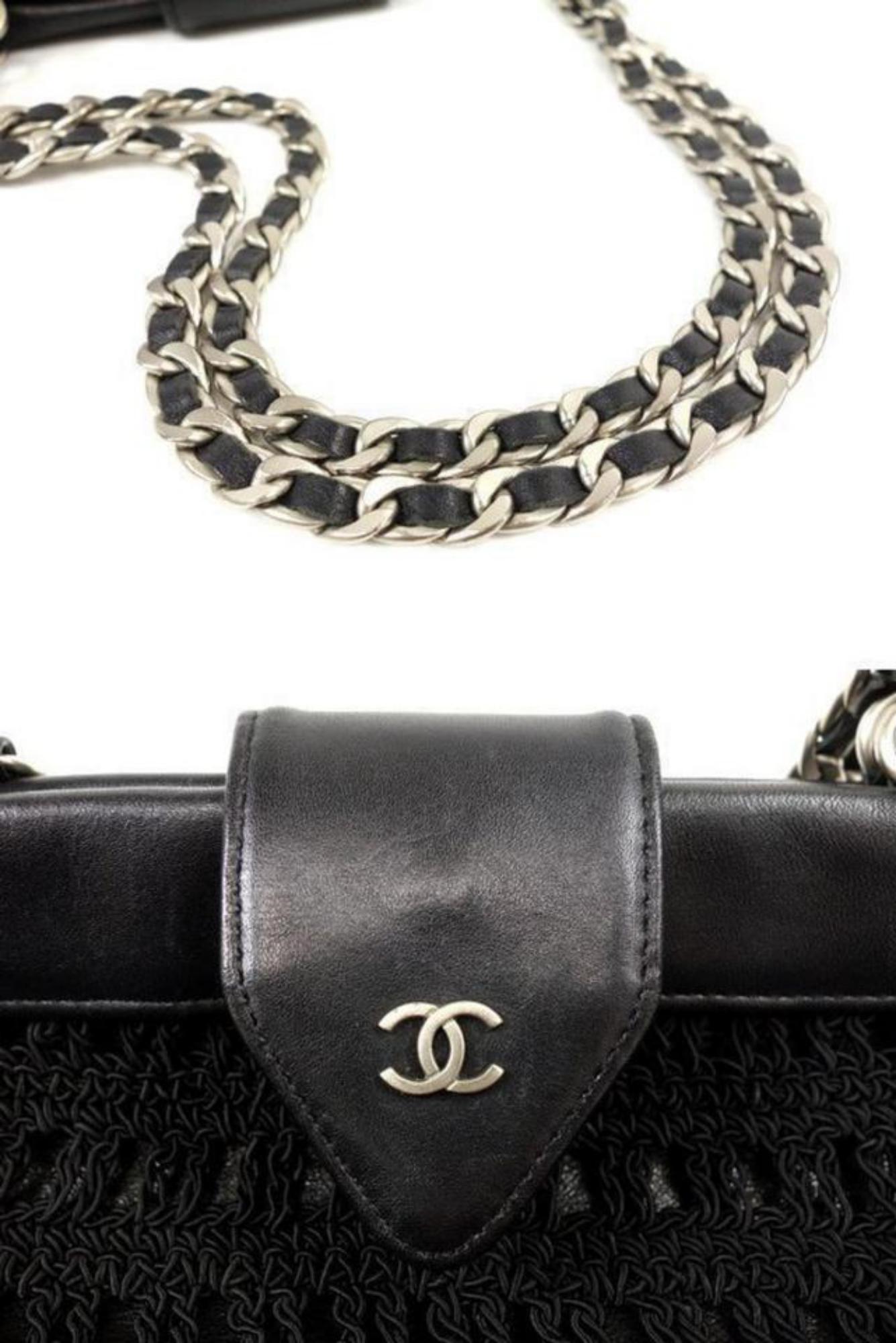Chanel Supermodel (Ultra Rare) Woven Mesh Chain Tote 230512 Black Shoulder Bag For Sale 6