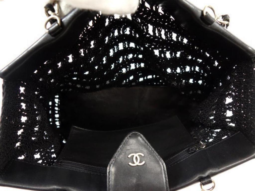 Chanel Supermodel (Ultra Rare) Woven Mesh Chain Tote 230512 Black Shoulder Bag In Good Condition For Sale In Forest Hills, NY