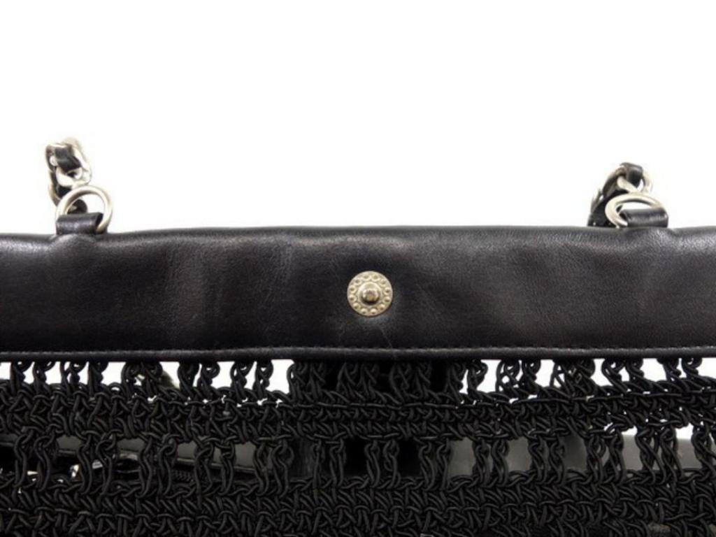 Chanel Supermodel (Ultra Rare) Woven Mesh Chain Tote 230512 Black Shoulder Bag For Sale 2