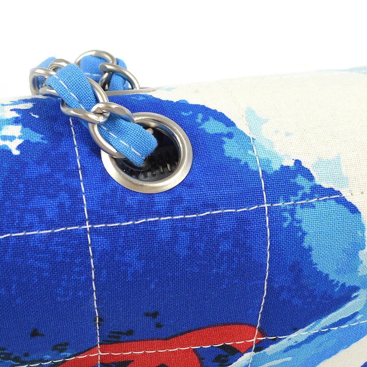 Chanel Surf Line Double Chain Shoulder Bag Medium Blue 1