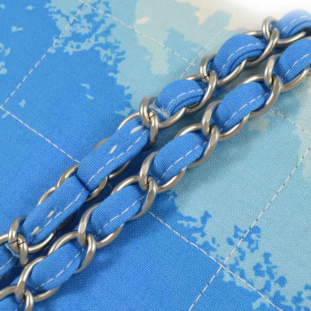 Chanel Surf Line Double Chain Shoulder Bag Medium Blue 2