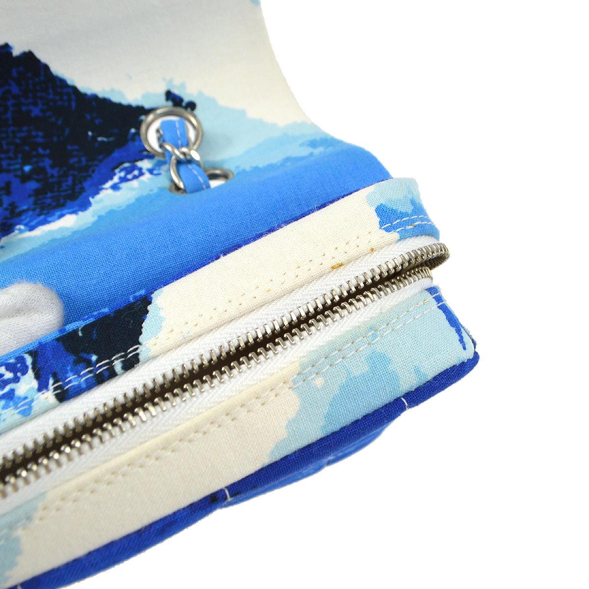 Chanel Surf Line Double Chain Shoulder Bag Medium Blue 3