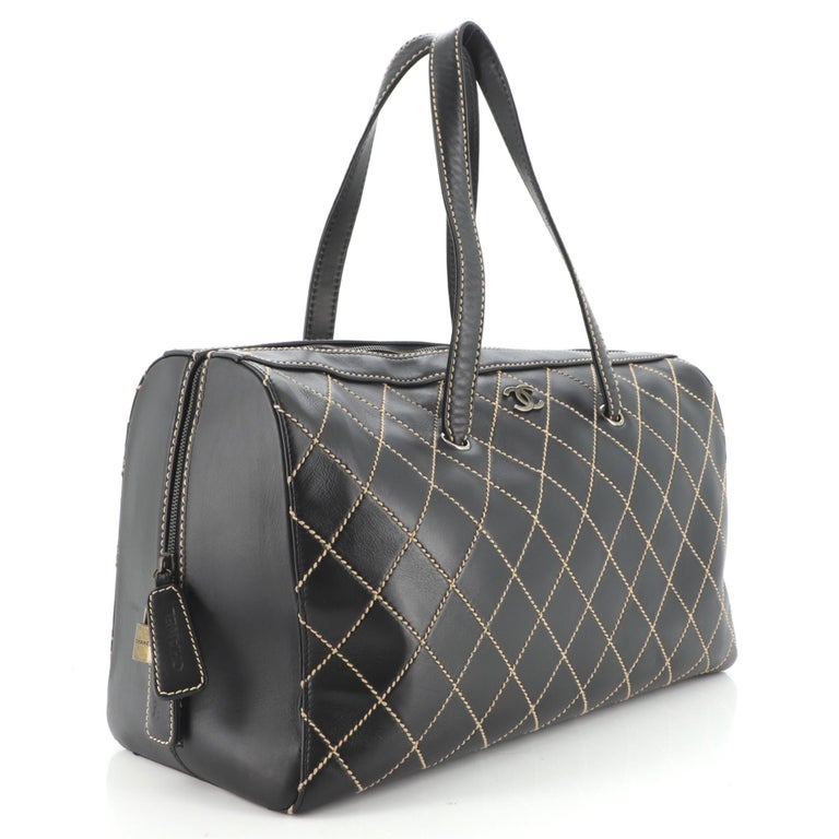 Chanel Surpique Boston Bag Quilted Leather XL at 1stDibs