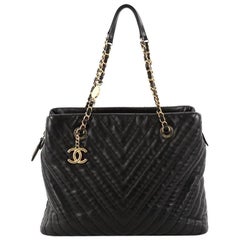 Chanel Surpique CC Charm Tote Chevron Calfskin Large