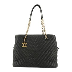 Chanel Surpique CC Charm Tote Chevron Iridescent Calfskin Large