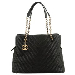 Chanel Surpique CC Charm Tote Chevron Iridescent Calfskin Large