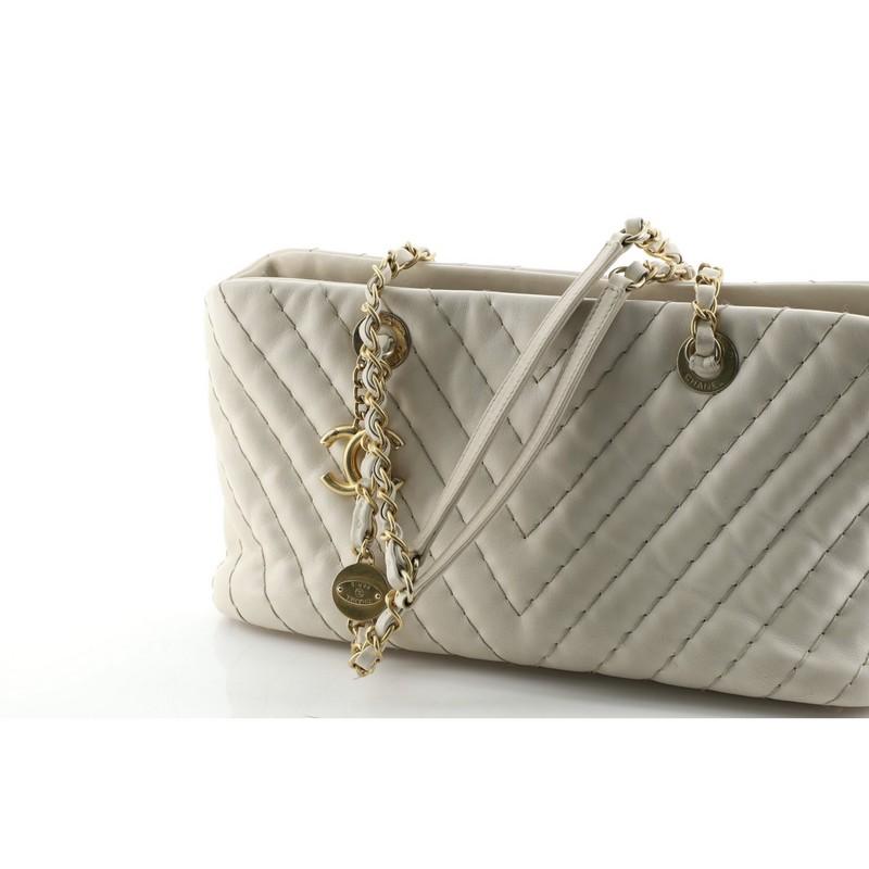 Chanel Surpique CC Charm Tote Chevron Iridescent Calfskin Small 2