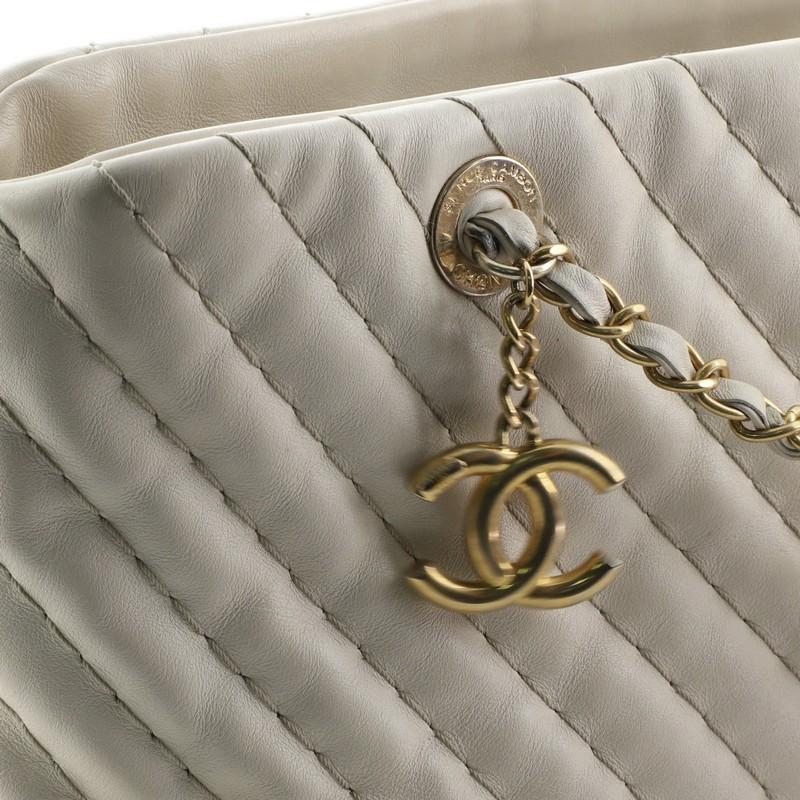 Chanel Surpique CC Charm Tote Chevron Iridescent Calfskin Small 3