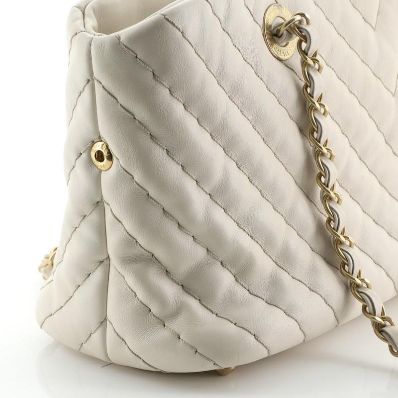 Chanel Surpique CC Charm Tote Chevron Iridescent Calfskin Small 4