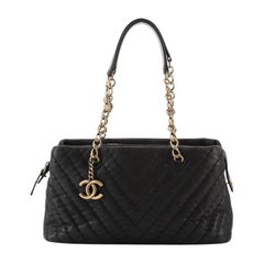 Chanel Surpique CC Charm Tote Chevron Iridescent Calfskin Small