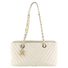 Chanel Surpique CC Charm Tote Chevron Iridescent Calfskin Small