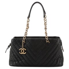 Chanel Surpique CC Charm Tote Chevron Iridescent Calfskin Small