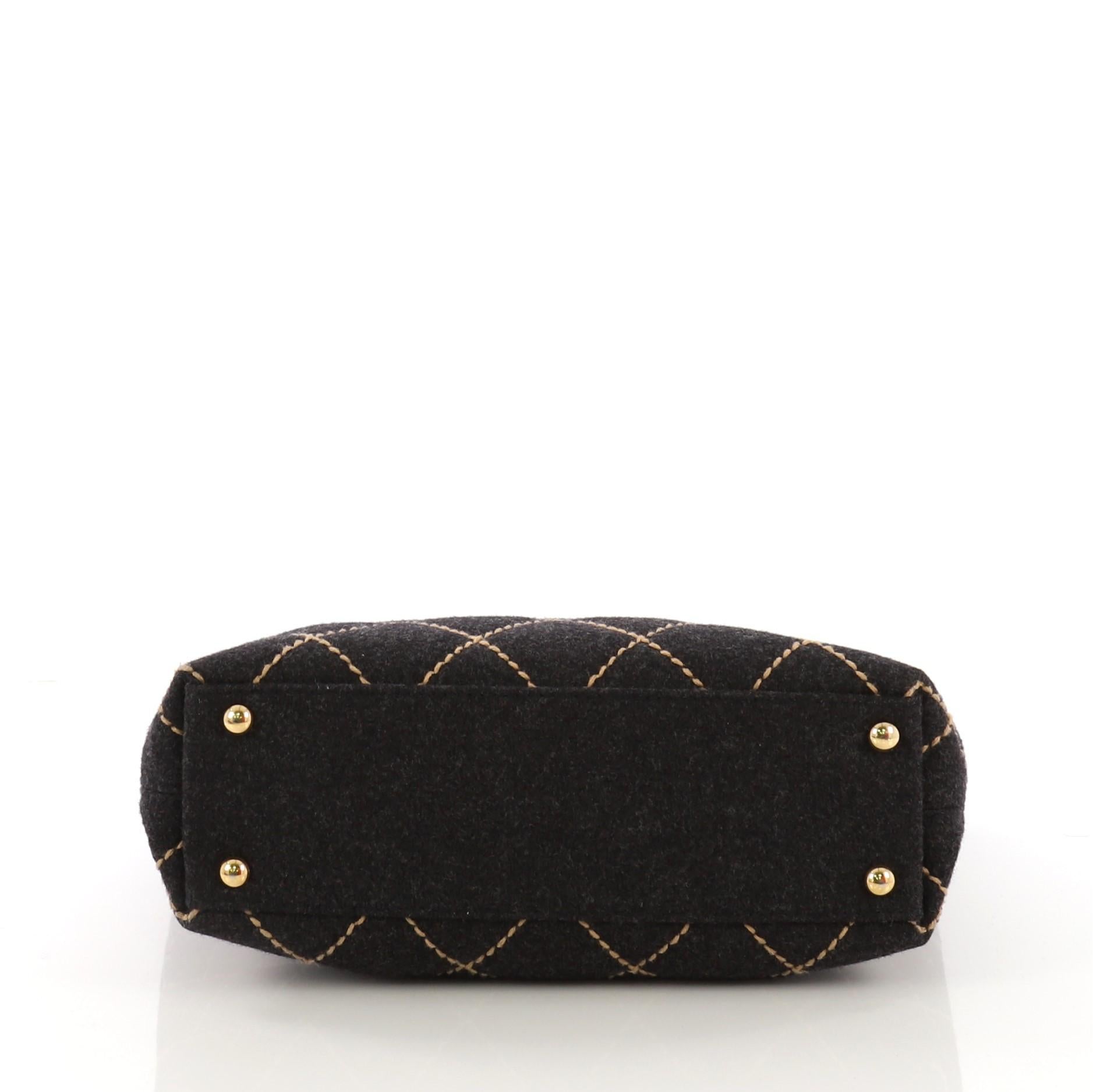 Women's Chanel Surpique Chain Tote Quilted Wool Small