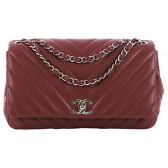 Chanel Surpique Chevron Chain Flap Bag Quilted Lambskin Medium