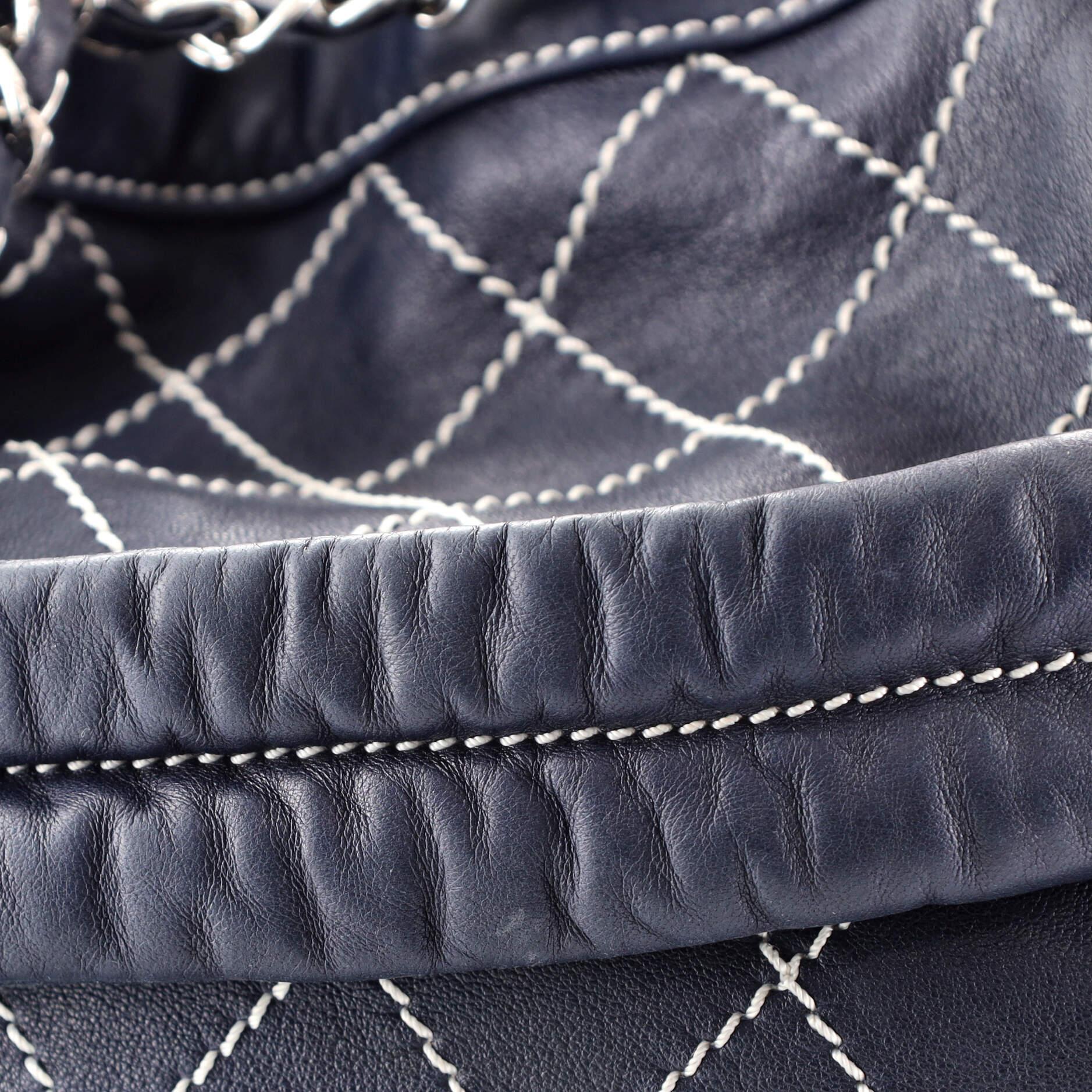 Chanel Surpique Drawstring Bucket Bag Quilted Lambskin Medium 3