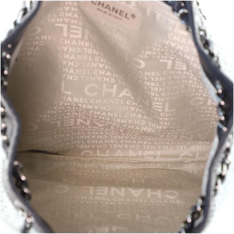 Chanel Surpique Drawstring Tote Straw with Snakeskin Large 1