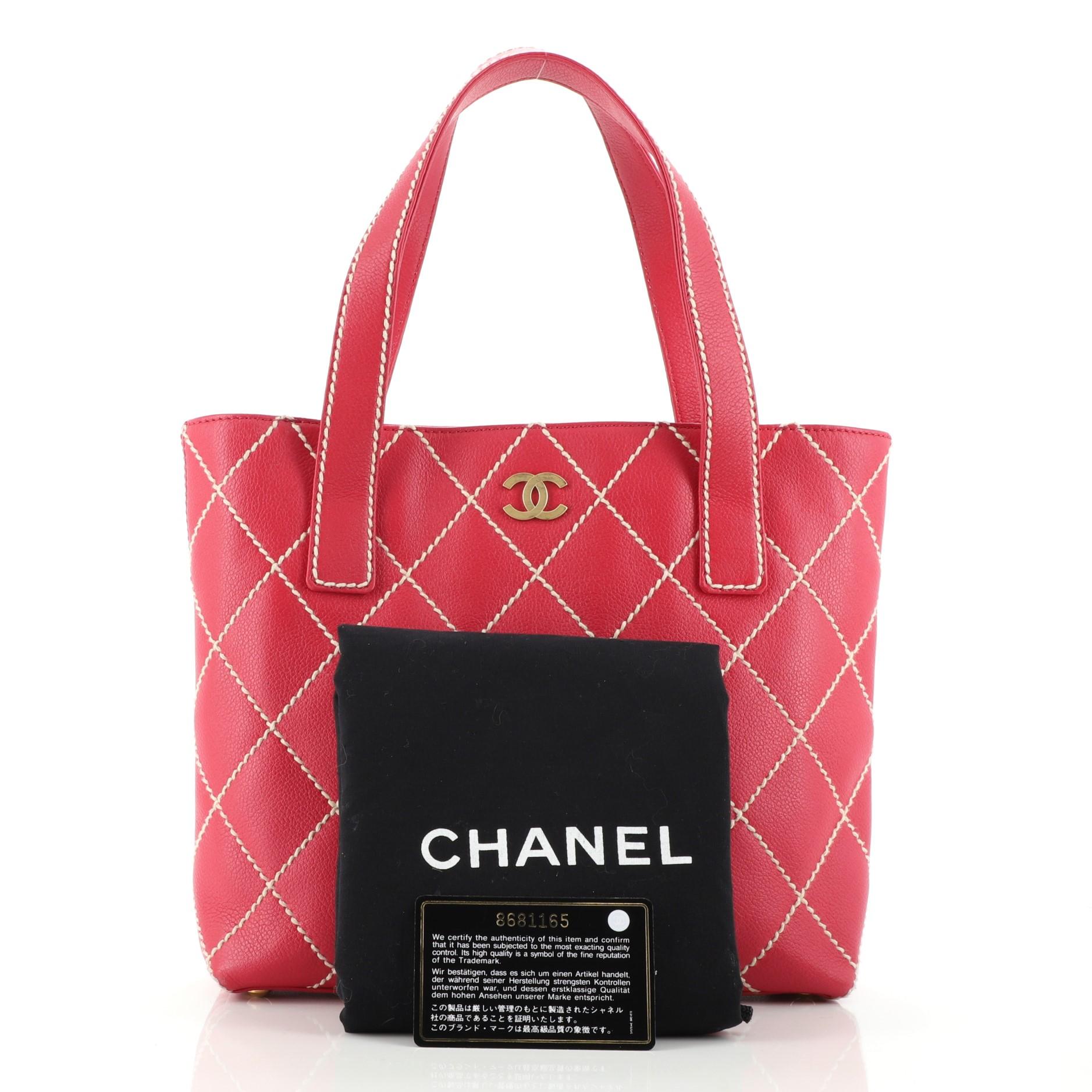 Chanel Surpique Tote Quilted Leather Small