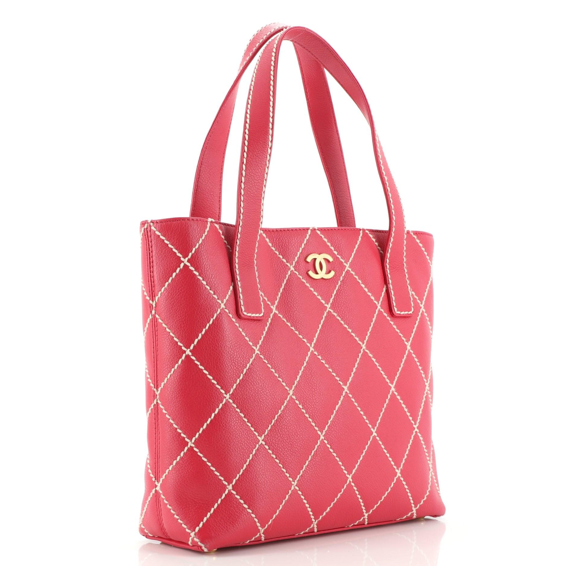 Chanel Surpique Tote Gestepptes Leder Klein (Rot)