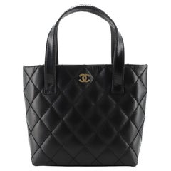 Chanel Black Chevron Quilted Iridescent Leather Surpique Small Tote Bag -  Yoogi's Closet