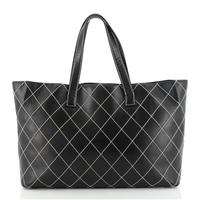 Black Chanel Surpique Tote Quilted Leather XL