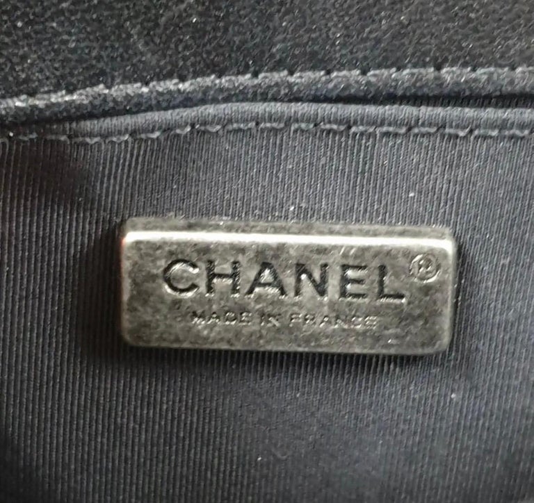 Chanel Swarovski Crystal and Black Lambskin Leather Small Boy Bag