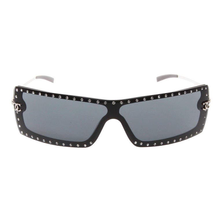 CHANEL Swarovski Crystal Encrusted Shield Sunglasses For Sale at 1stDibs