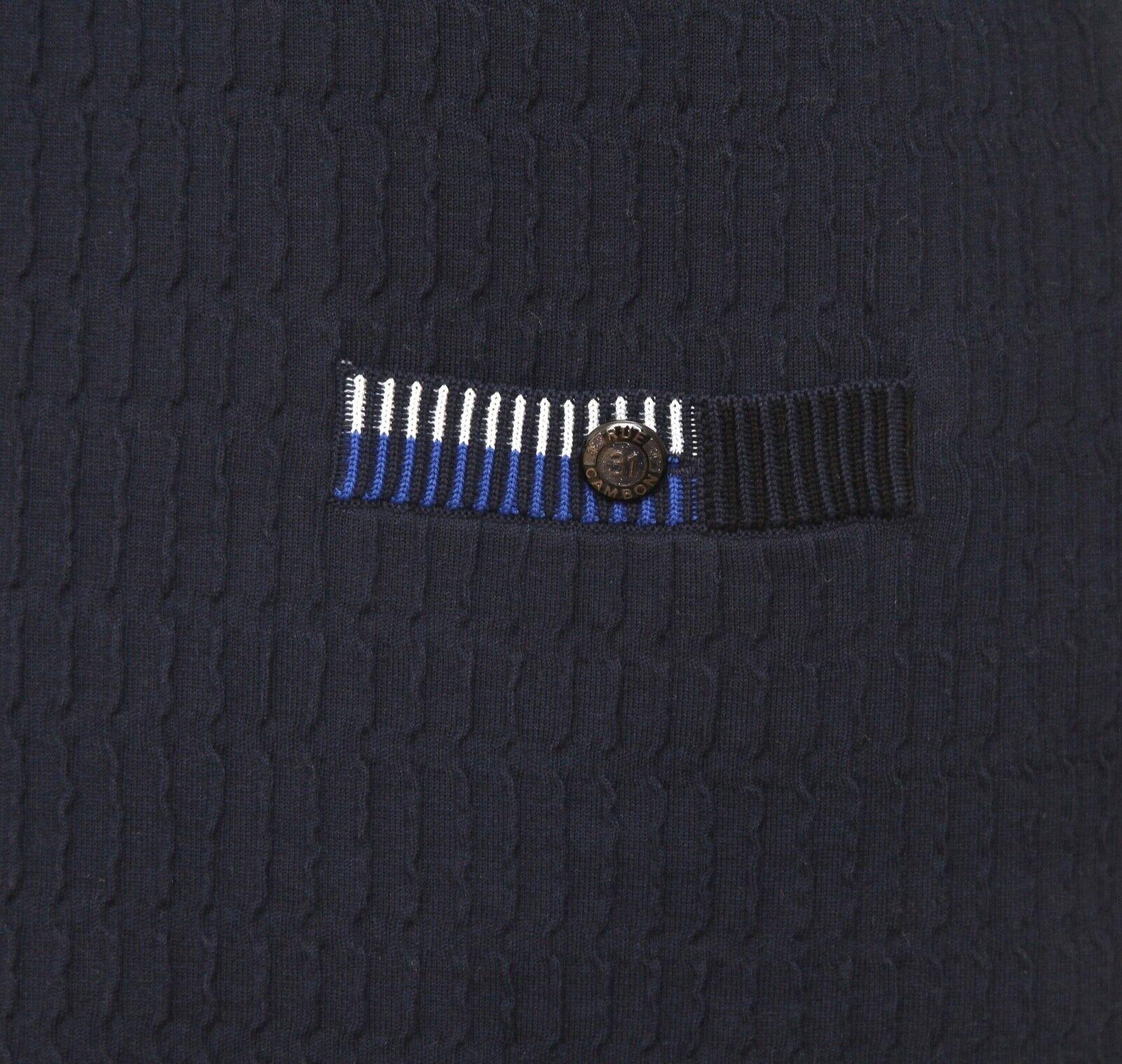 CHANEL Sweater Knit Dress Navy Blue White Short Sleeve Sz 42 2