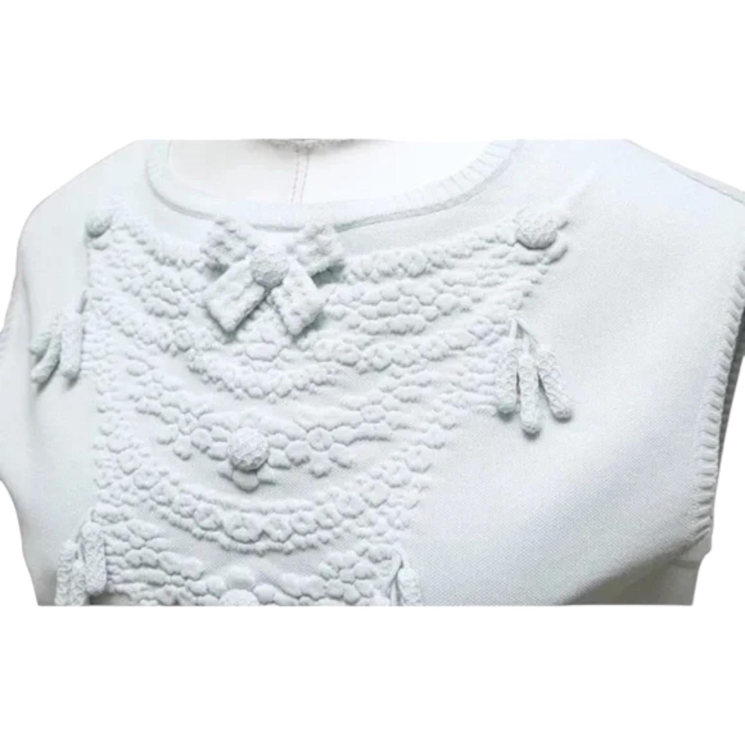 CHANEL Sweater Knit Top Blue Sleeveless Bateau Neck Bow Tassel Sz 40 13C 2013 1