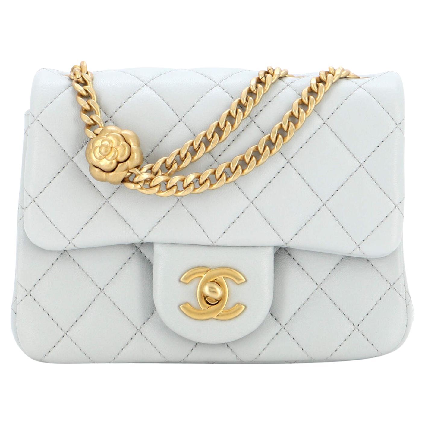 Chanel Sweet Camellia Adjustable Chain Square Flap Bag Quilted Lambskin M at  1stDibs