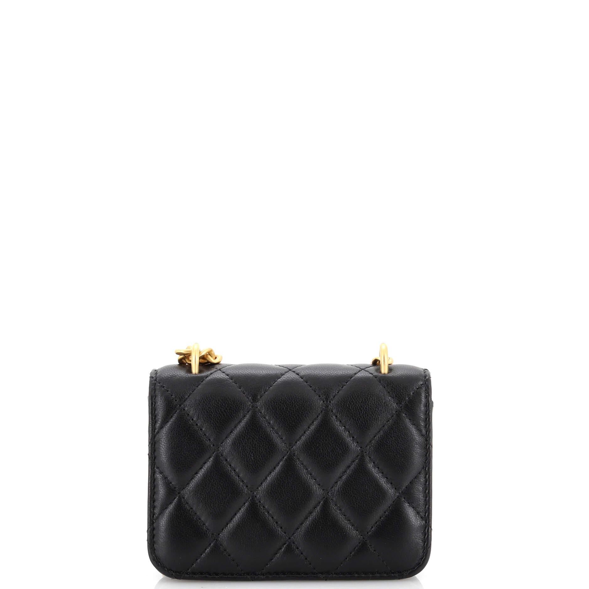 Chanel Sweet Camellia Flap Clutch with Chain Quilted Lambskin Mini In Good Condition In NY, NY