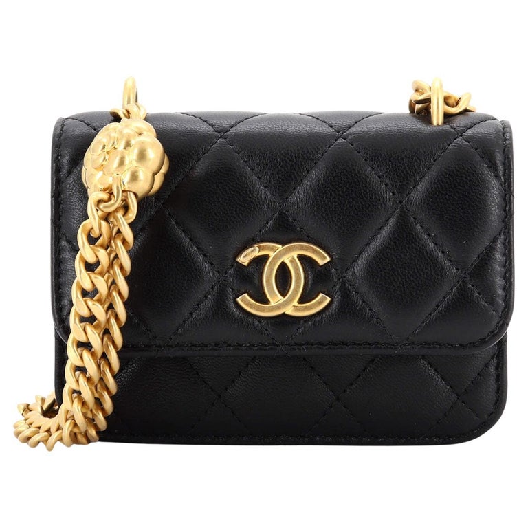 Chanel Sweet Camellia Flap Clutch with Chain Quilted Lambskin Mini For Sale  at 1stDibs