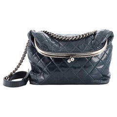 Chanel Tabatiere Kisslock Fold Over Bag Quilted Aged Calfskin Medium