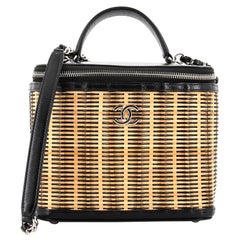 Chanel Take Away Vanity Case Rattan and Calfskin Medium