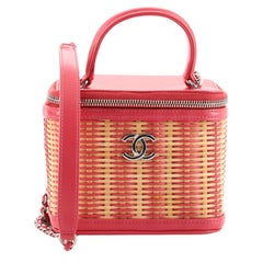 Chanel Take Away Vanity Case Rattan and Calfskin Medium