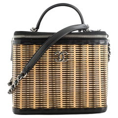 Chanel Take Away Vanity Case Rattan and Calfskin Medium