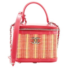 Chanel Take Away Vanity Case Rattan and Calfskin Small