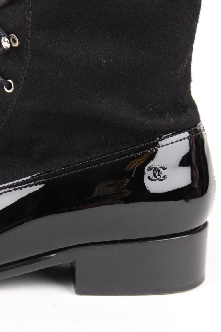 chanel patent boots