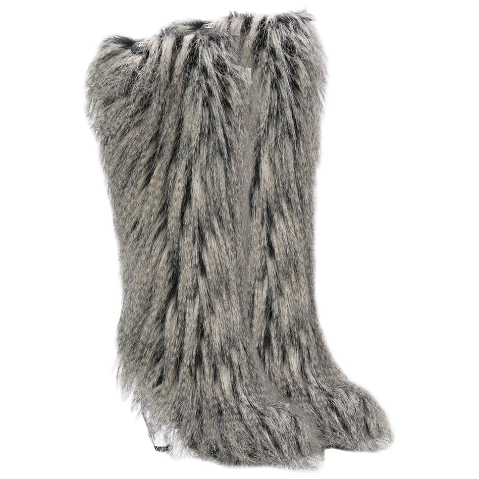 Chanel Tall Faux Fur Boots