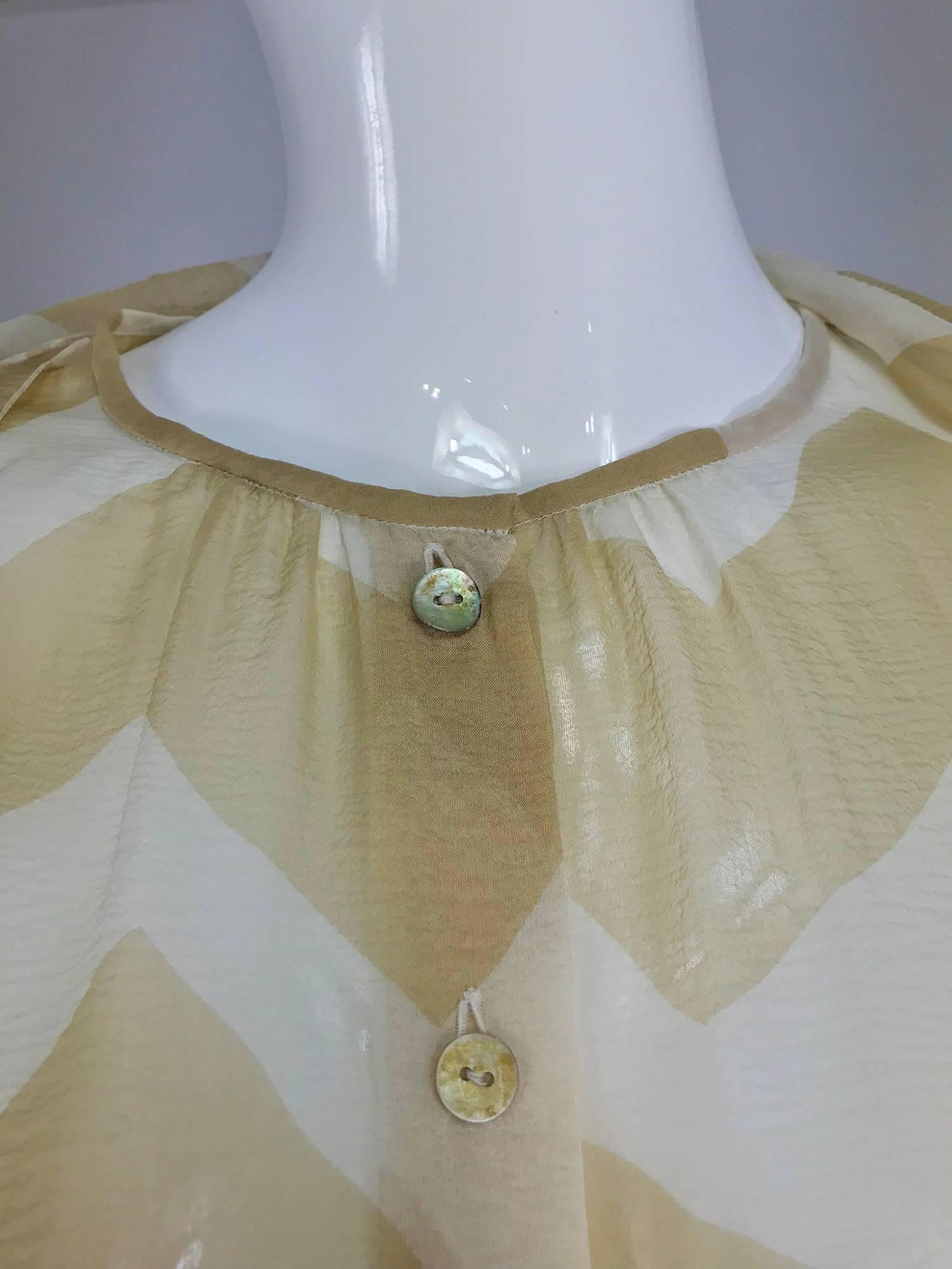 Chanel tan and cream zig zag silk chiffon blouse and skirt 2000A 10