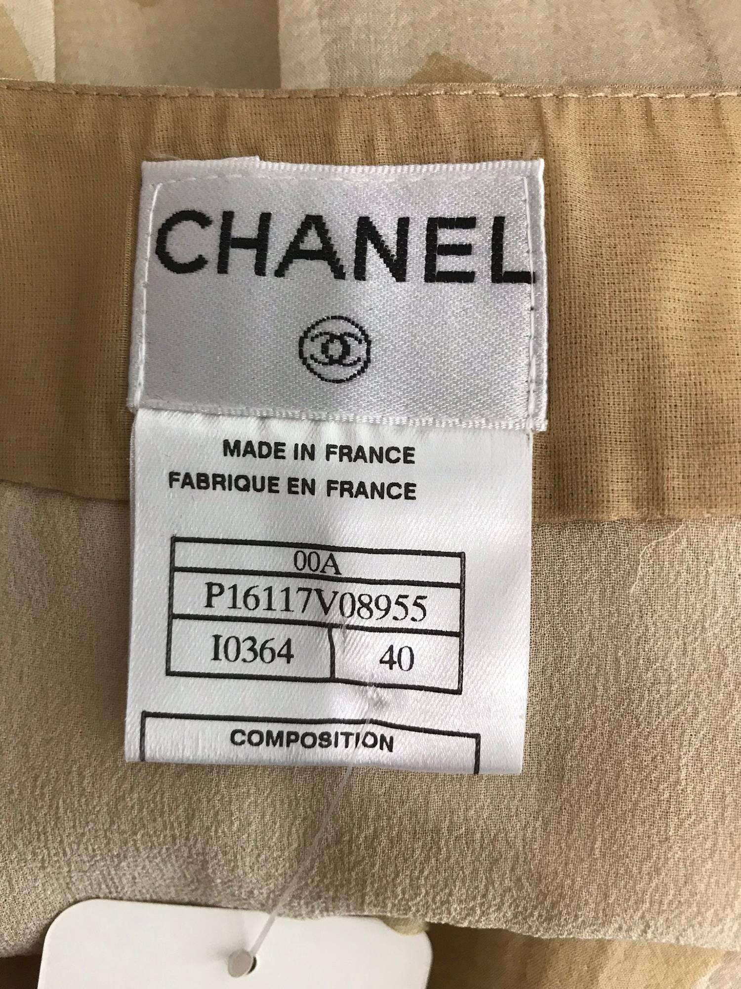 Chanel tan and cream zig zag silk chiffon blouse and skirt 2000A 12