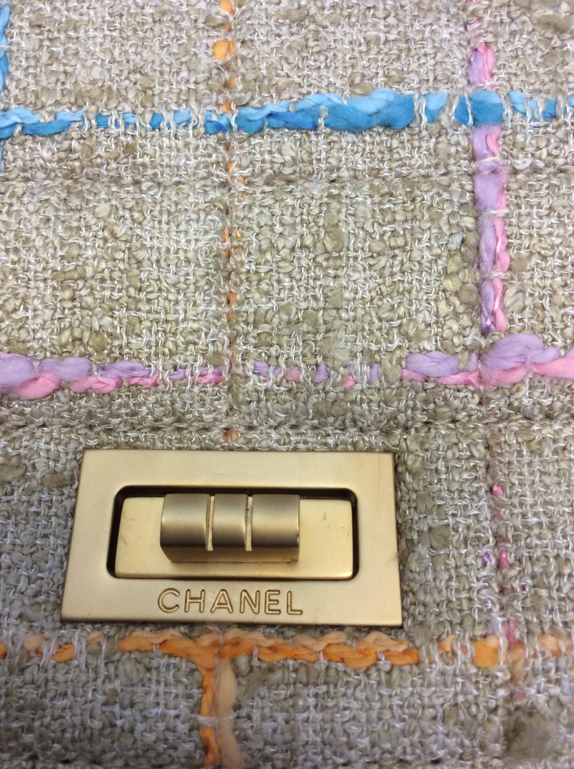 Chanel Tan and Pastel Tweed Crossbody Bag NWT For Sale 1
