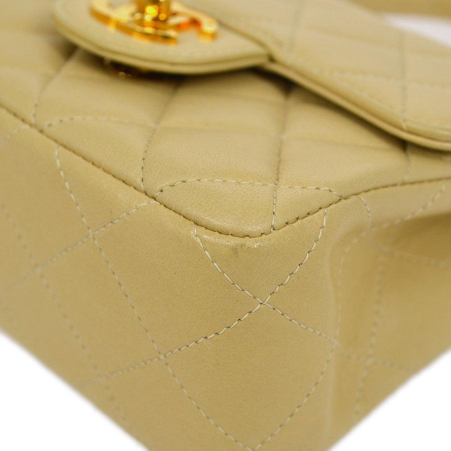 Women's CHANEL Tan Beige Nude Lambskin Leather Gold Mini Small Top Handle Kelly Bag