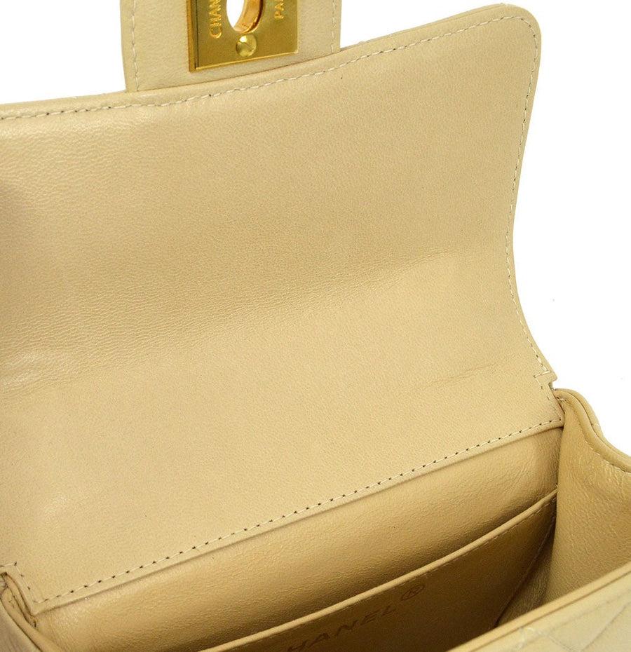 CHANEL Tan Beige Nude Lambskin Leather Gold Mini Small Top Handle Kelly Bag 1