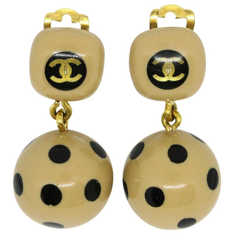 Chanel 1980s Earrings Pearl & Gold Baroque Arabesque W/Box