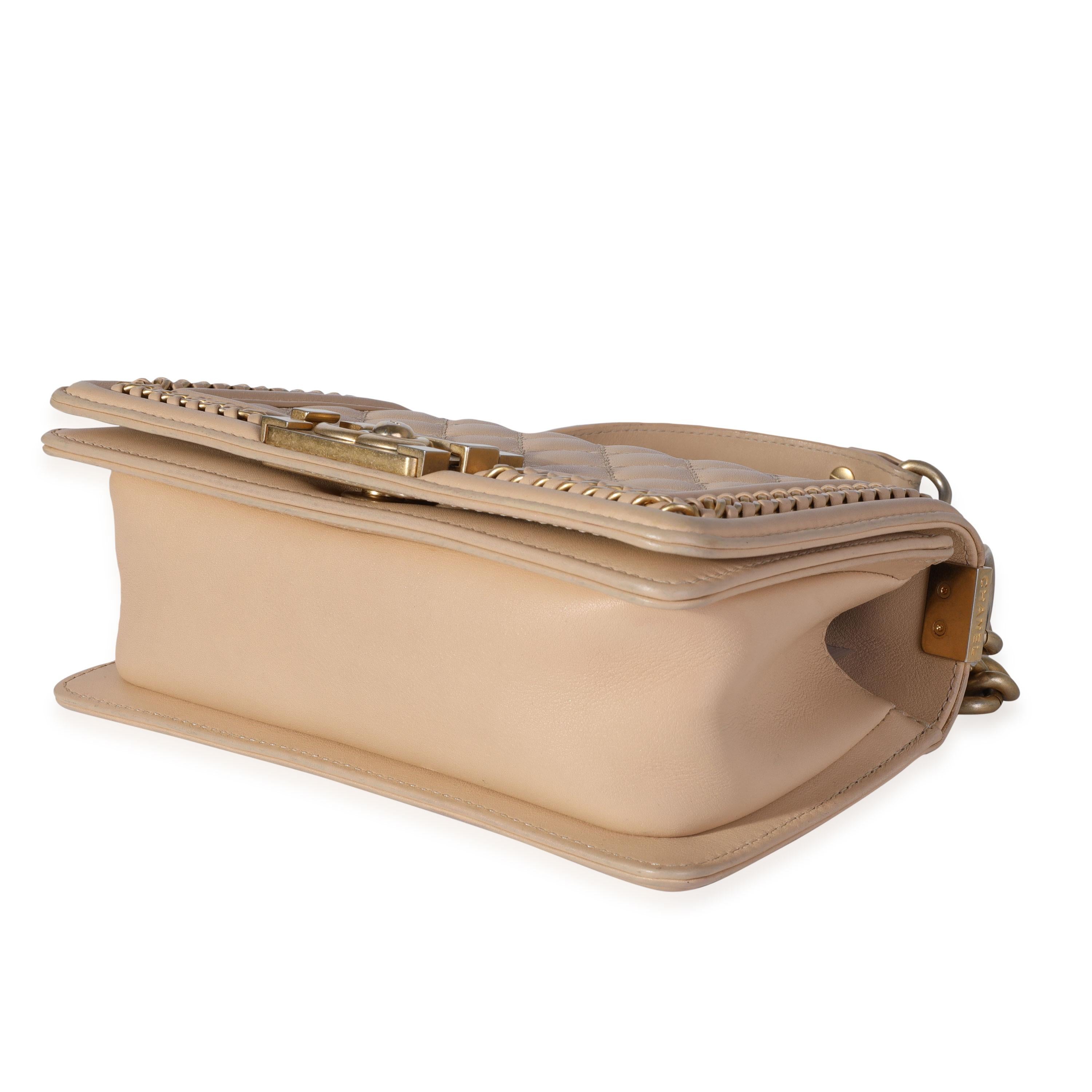 Chanel Tan Kalbsleder verflochtene Kette kleiner Junge Top Handle 2