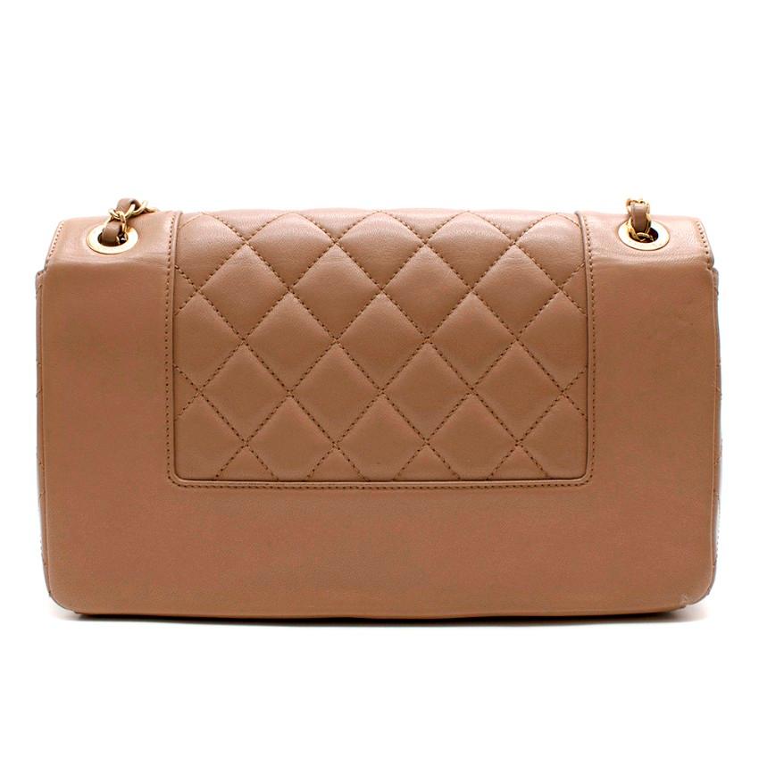 Women's or Men's Chanel Tan Calfskin Smooth & Quilted Double Flap Bag