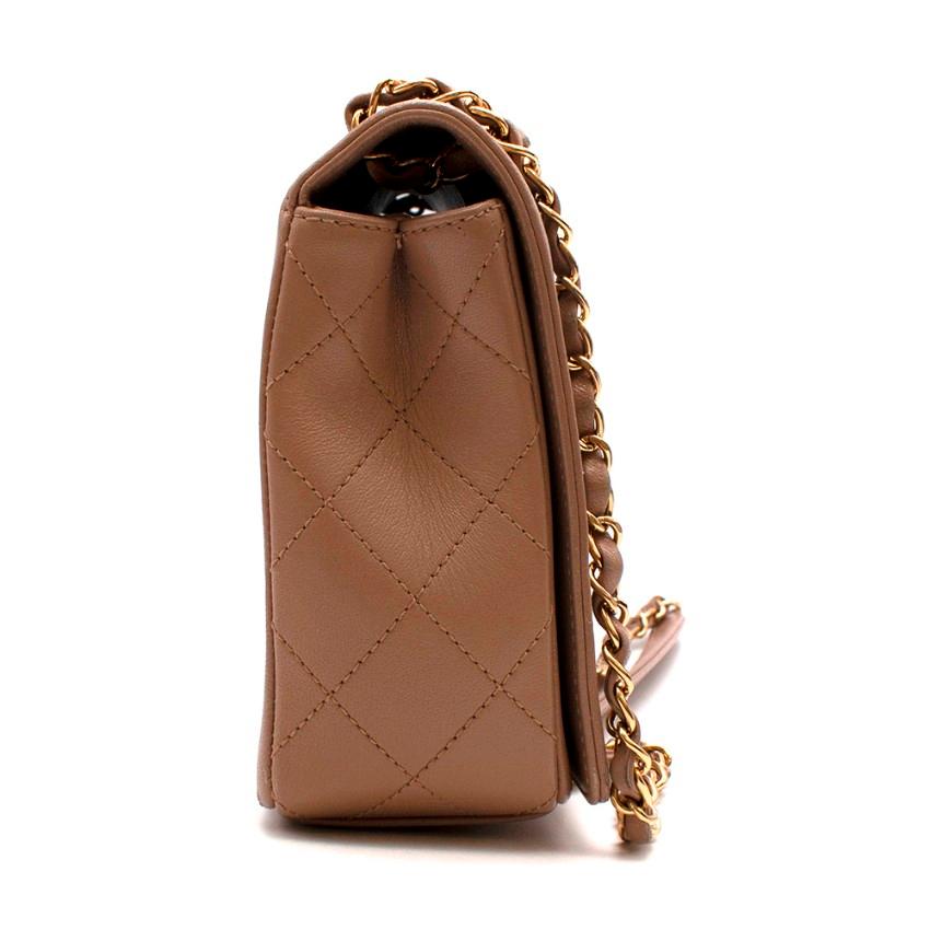 Chanel Tan Calfskin Smooth & Quilted Double Flap Bag 1