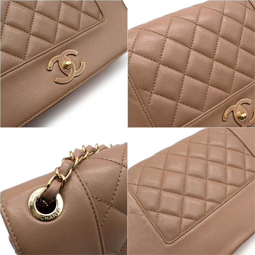 Chanel Tan Calfskin Smooth & Quilted Double Flap Bag 4