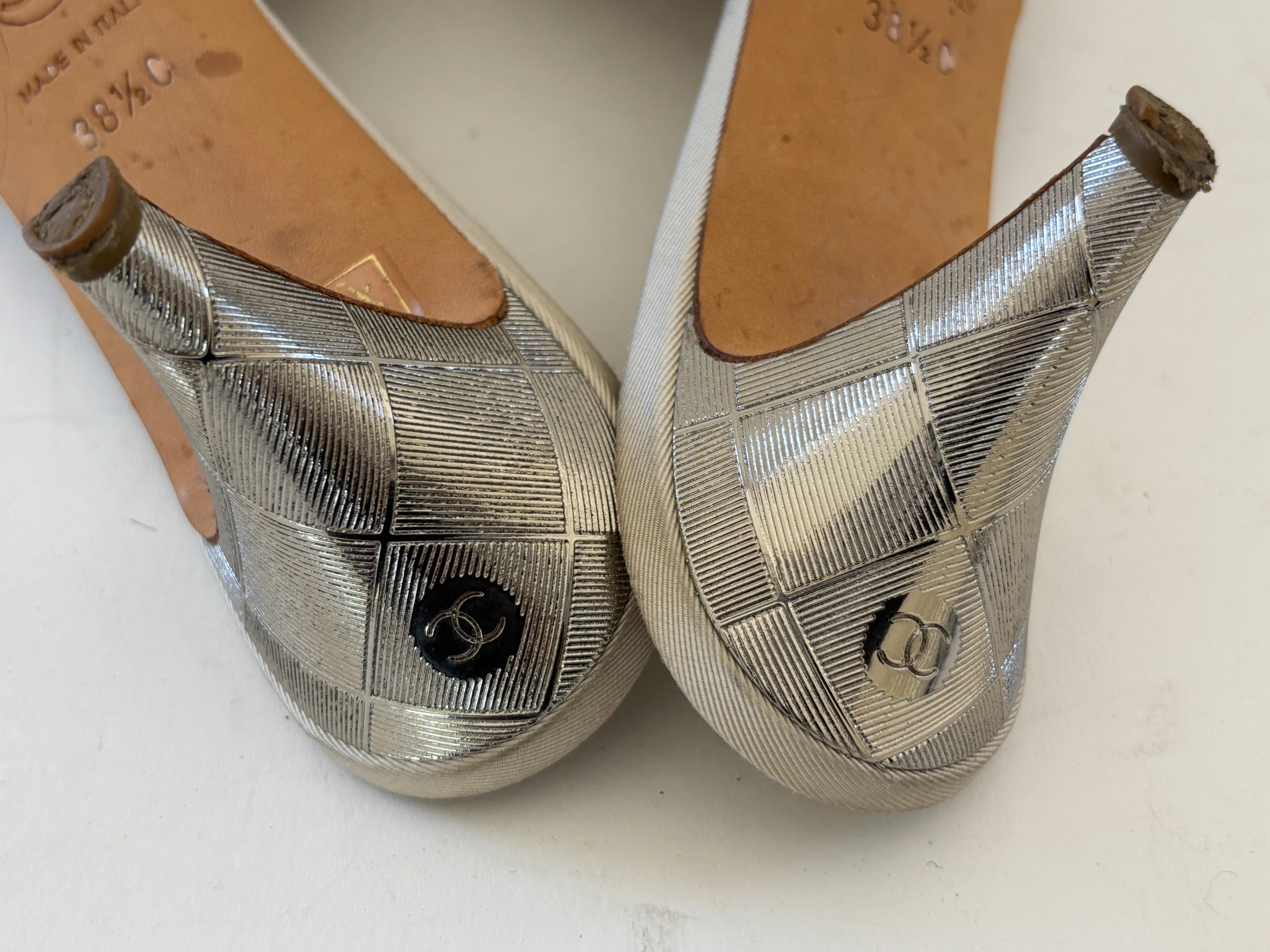 Chanel Tan Camellia Embellished Peep Toe Mules EU38.5 9