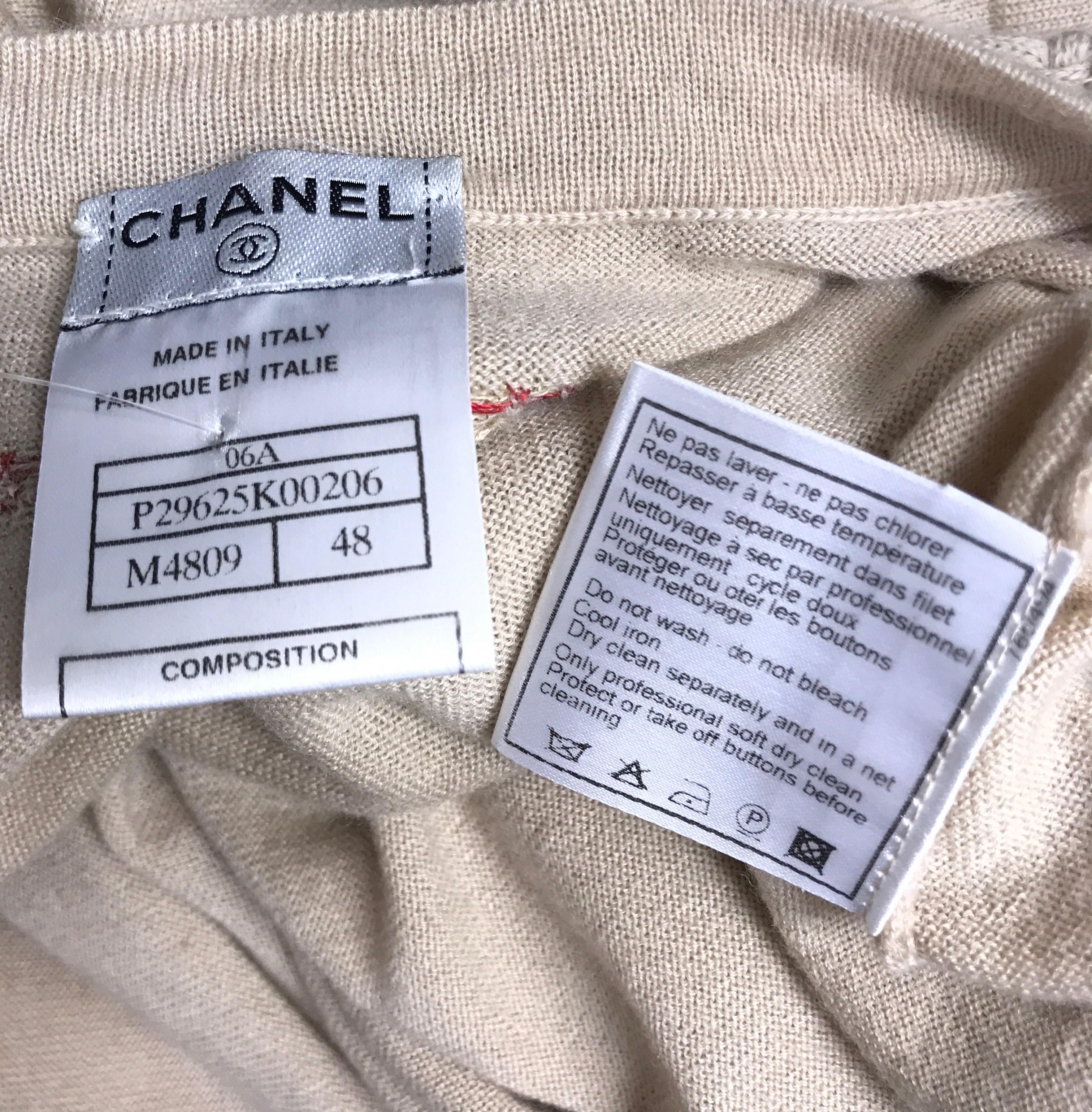 Chanel Tan Cashmere Sweater w/ Trim Detail-48 4